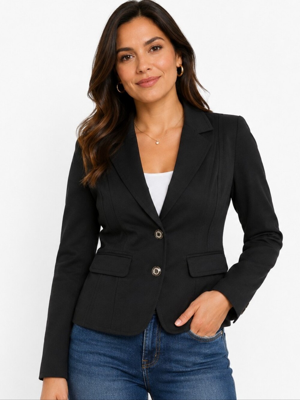 New York & Company 7th Avenue Design Studio Women’s Size 6 Black Career Blazer